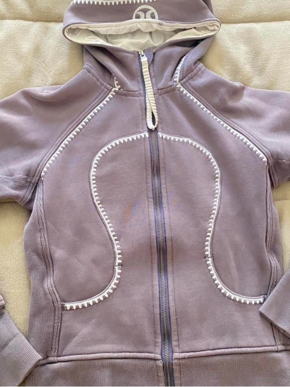 lululemon athletica Lavender Zip-Up Hoodie with Cream Trim